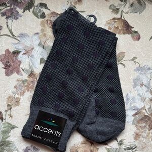 Gray, Navy, and Purple Dot Patterned Socks